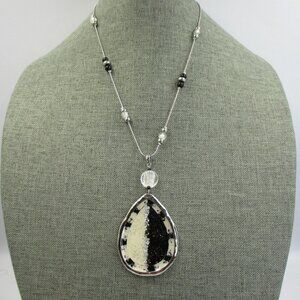 Chico's Black Crystal Mix Adjustable Bold Necklace NEW